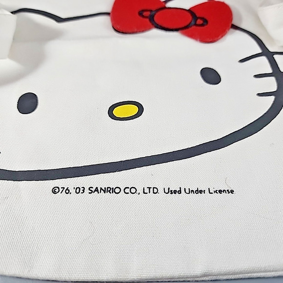 Hello Kitty Small Canvas Open Backpack 2003 With Felt Bow 12"x9" - Picture 3 of 6